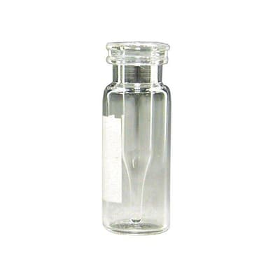 Chromatography Research Supplies 250 uL Clear Snap Top Vial 12x32 Pre-inserted w/ Label (100/pk)